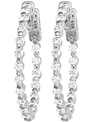 14kt White Gold Inside Out Sur-Lok Diamond Hoop Earrings 5.00ct TW