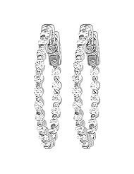 14kt White Gold Inside Out Sur-Lok Diamond Hoop Earrings 3.50ct TW