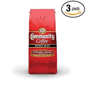 Community Coffee Whole Bean Coffee, Colombia Classico Blend, 12-Ounce Bags (Pack of 3)