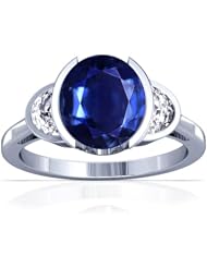 Platinum Oval Cut Blue Sapphire Three Stone Ring (GIA Certificate)