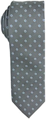Zinturon Men's Slim Maximized Polka Dot Silk Dress Blue/Grey Neck Tie