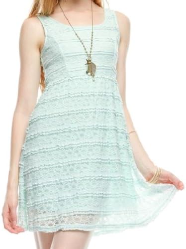 Ya Los Angeles Mint Green Lace Dress with Open Back - Large
