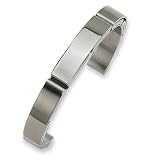 Brushed and Polished Stainless Steel Cuff Bangle Bracelet