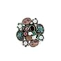 Blue Floral Cocktail Ring Enameled / Crystals Jeweled Adjustable