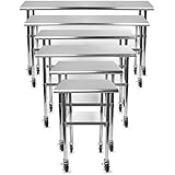 Gridmann NSF Stainless Steel Commercial Kitchen Prep & Work Table w/ 4 Casters - Multiple Sizes Available - 30" 36" 48" 72"