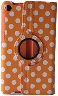 iStyle Dealer PU Leather Luxury Stylish Slim-Fit Ultra Lightweight 360 Degrees Rotating Polka Dot Pattern Design Series Smart Cover Case Skin Multi-Angle Viewing for Google Nexus 7 2nd 2013 Generation with Free Gifts Bonus Stylus Pen and Cleaning Cloth Pad - Orange