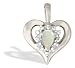14K White Gold Genuine Pear Opal and Diamond Heart Pendant