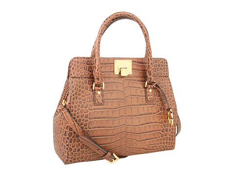 Michael Michael Kors Astrid Large Crocodile-embossed Satchel Dark Walnut