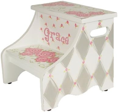 2-Step Manufactured Wood Personalized Rose Step Stool Color: Gray