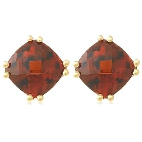 10k Yellow Gold, January Birthstone, Garnet Earrings by