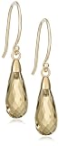 14k Yellow Gold Olive Quartz Briolette Drop Earrings