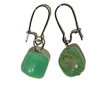 Chrysoprase Earrings 02 Dangle Nugget Gemstone Crystal Healing Gunmetal 1.4