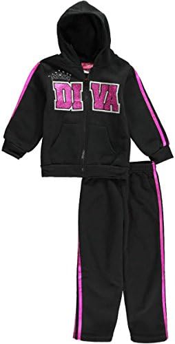 Girls Pink Little Girls' Toddler "Glitter Diva" 2-Piece Fleece Sweatsuit - black, 4t