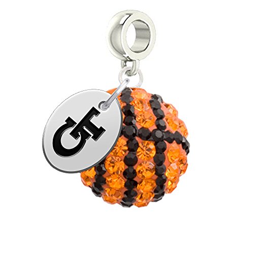 Georgia Tech Yellow Jackets Basketball Drop Charm Fits All European Style Bracelets