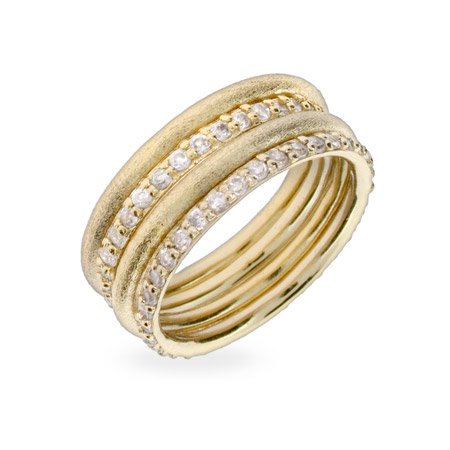 Eve's Addiction Stackable 4 Ring Set with Gold and CZ Bands