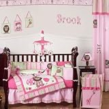 Pink and Green Girls Jungle Baby Bedding 9pc Crib Set