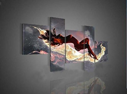 Arts World Hand-Painted Hi-Q Wall Art Home Decor Sexy Nude New Abstract Oil Paintings 5Pcs Set Wall Picture Frames Art