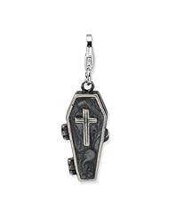 New Amore La Vita Sterling Silver 3-D Casket Charm with Lobster Clasp