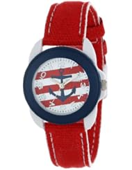 Unisex Sprout ST/1051WTRD Nautical Theme Watch with Red Dial, Cotton Strap, and Corn Resin Case