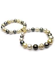 Tahitian and South Sea Pearl Double Rows Bracelet with 18K Clasp