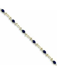 Genuine 14K Yellow Gold Diamond And Sapphire Oval Bracelet 4 Grams Of Gold 100% Satisfaction Guaranteed.