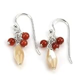 Barse Sterling Silver Carnelian & Shell Cluster Earrings