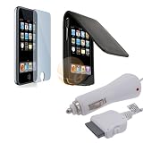 Black Leather Case Cover for iPod Touch+LCD+Car Charger
