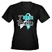 I am a Cervical Cancer Survivor Women's V-Neck Dar Health Women's V-Neck Dark T-Shirt by CafePress