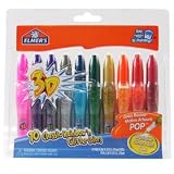 Elmer's 3D Washable Glitter Paint Pens, 10 Classic Rainbow 'n Glitter Colors (E199)