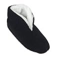 Private Label - Ladies Bootie Slipper, Black, White (Size Large)