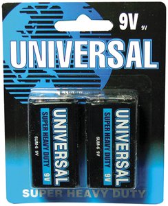 Universal D5629/6F22 9V 2-PK Heavy Duty Batteries.