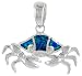 Sterling Silver Crab Pendant, Inlaid w/ Lab Opal with CZ, 1 3/16 (30 mm) wide,
