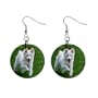 American Eskimo Dangle Button Earrings