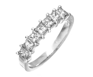 Platinum 1 Carat Certified J/SI Princess Cut Diamond Eternity Ring - Size K