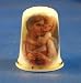 Porcelain China Collectable Thimble - Mother and Daughter Knitting - Free Gift Box