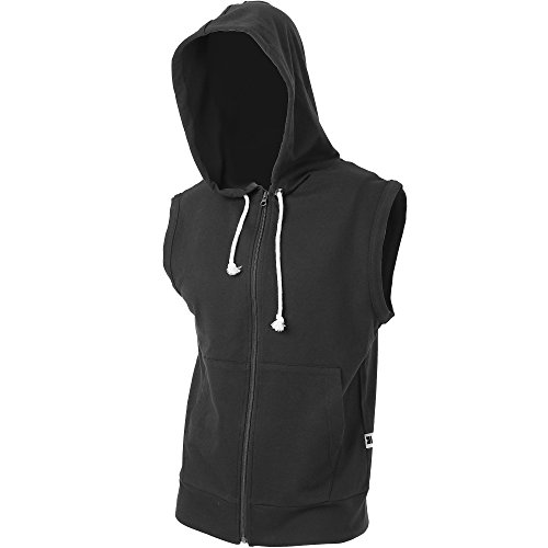 Majeclo Men's Active Casual Color Blocks Sleeveless Hoodie Zip Up