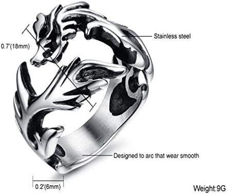 MoAndy Jewelry Stainless Steel Punk Rock Dragon Men's Band Rings,US Size 9
