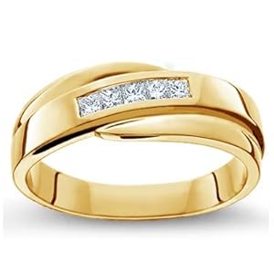Comfort-Fit Men's Wedding Ring in 18k White Gold or Yellow Gold (G/VS2, 1/3 ct. tw.)