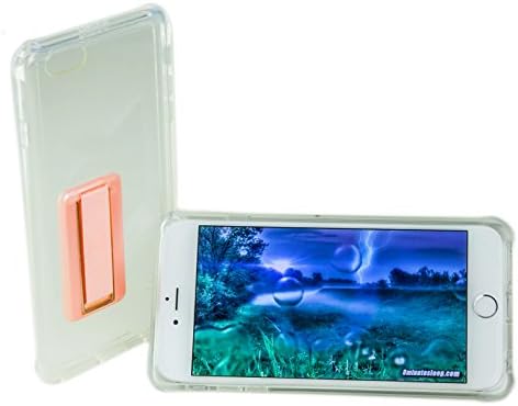 SuperGrip IPhone 6/6S Plus best 3 in 1 Bundle: Cellphone Case, Attached finger holder and tempered glass screen protector (Clear/Rose gold Right Handed)