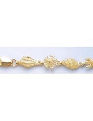 Gold Bracelet 7.25 Mini Multi-shell Link 2d Textured