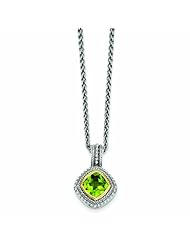 Sterling Silver with 14k Gold Peridot Necklace - Antique Boutique - Vintage Style - Jewelry