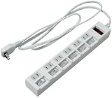 ヤザワ 個別・集中スイッチ付節電タップ6個口2m白 HBKS672WHの画像