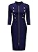 Miusol Women's Stand Collar Navy Style 2/3 Sleeve Slim Business Pencil Dress