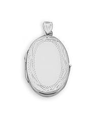 MMA Silver - Flat Oval Etched Edge Locket