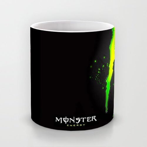 Dishwasher and Microwave Safe, 11 oz White Ceramic Mugs with Monster Energy Digital Art Coffee Mugs/Tea Mugs/Drink Cups