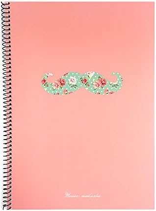 Flower Mustache College Ruled Notebook Note Pad (LIGHT CORAL)