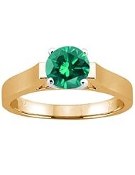 0.80 Ct Round Green SI1/SI2 Diamond 18K Yellow Gold Solitaire Ring