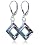 Adorable Square Vitrial Light Swarovski Crystal .925 Sterling Silver Leverback Dangle Earrings