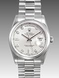 Rolex Day Date Silver Diamond Dial President Bracelet Mens Watch 118206SD