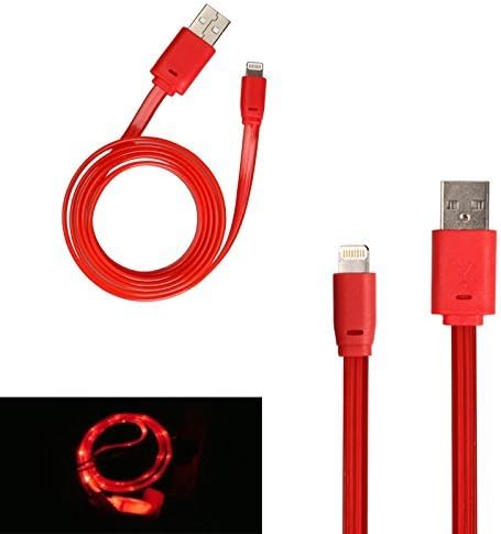 Firefox cable iPhone 5 LED Charger, Light Up Charging Cable Luminescent Visible Current Flow Smart Charger & Sync Cable for Apple iPhone 5 (red)